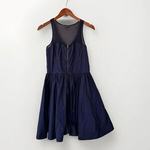Armani Exchange Dress Womens 8 Blue Zip up Sleeveless Lined Sweetheart Neckline
